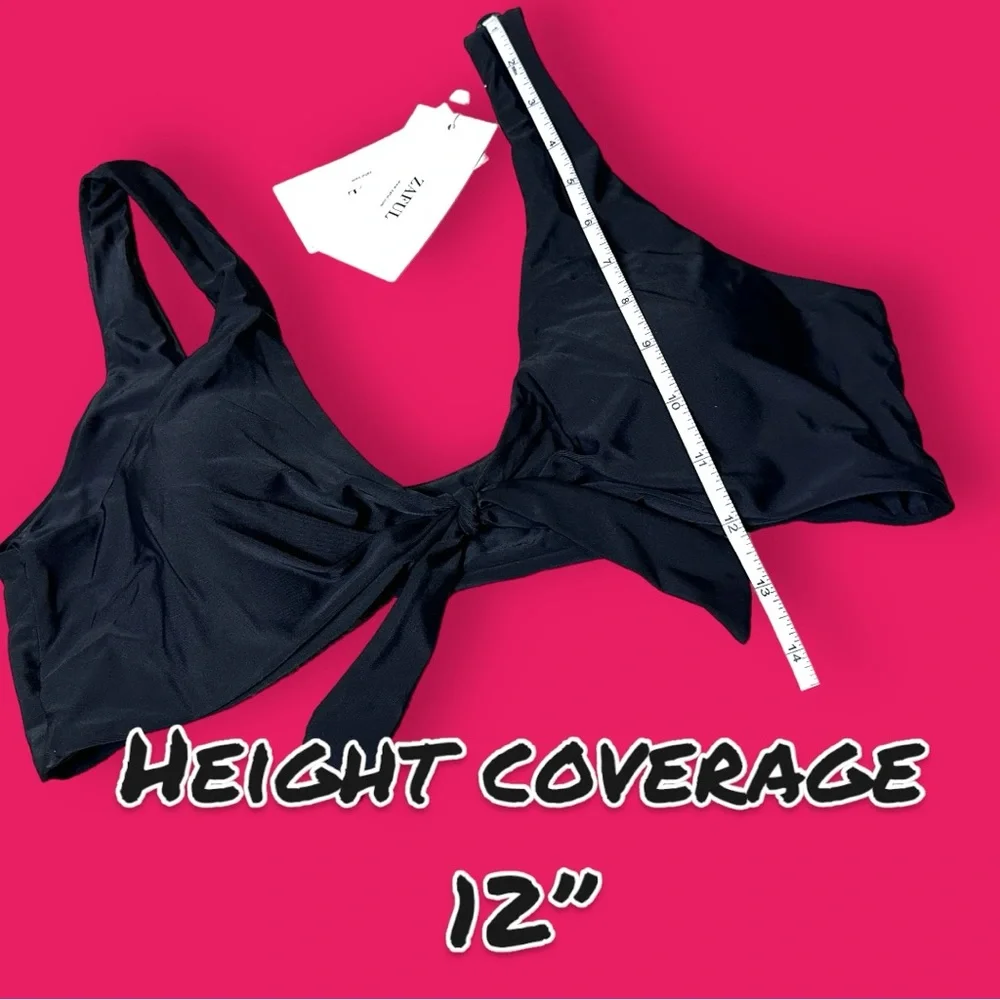 NWT Zaful Black Faux Front Tie Bikini Top. Size Large   👙☀️👙☀️👙 - Picture 5 of 8